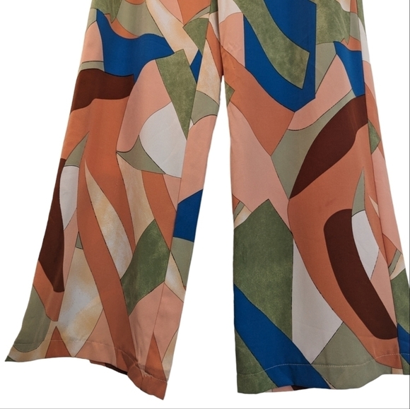 Entro Multicolor High Waisted Boho Abstract Geometric Print Slacks Pants Size M - Picture 8 of 12